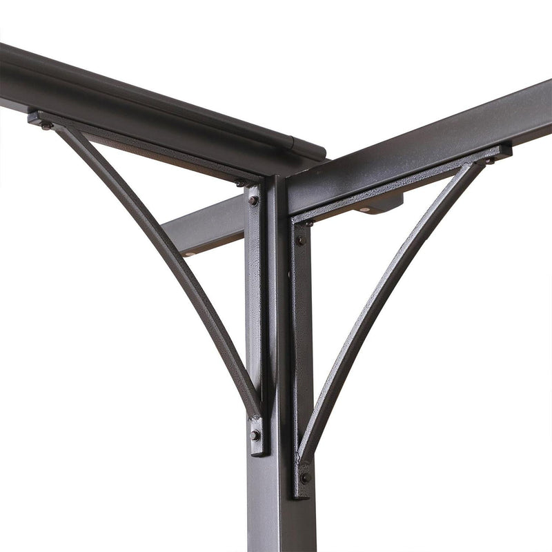 Steel Pergola, 350Lx350Wx230H Cm, Polyester-Black Frame/Beige