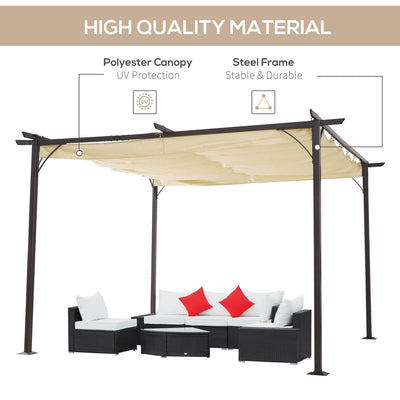 Steel Pergola, 350Lx350Wx230H Cm, Polyester-Black Frame/Beige