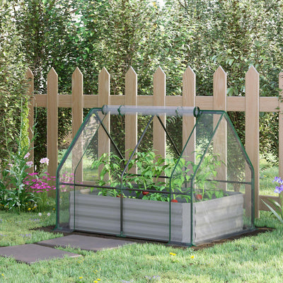 Steel Raised Garden Planter Box Kit With Greenhouse, For Dual Clear