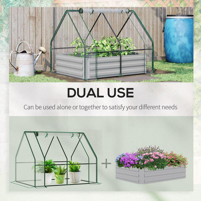 Steel Raised Garden Planter Box Kit With Greenhouse, For Dual Clear