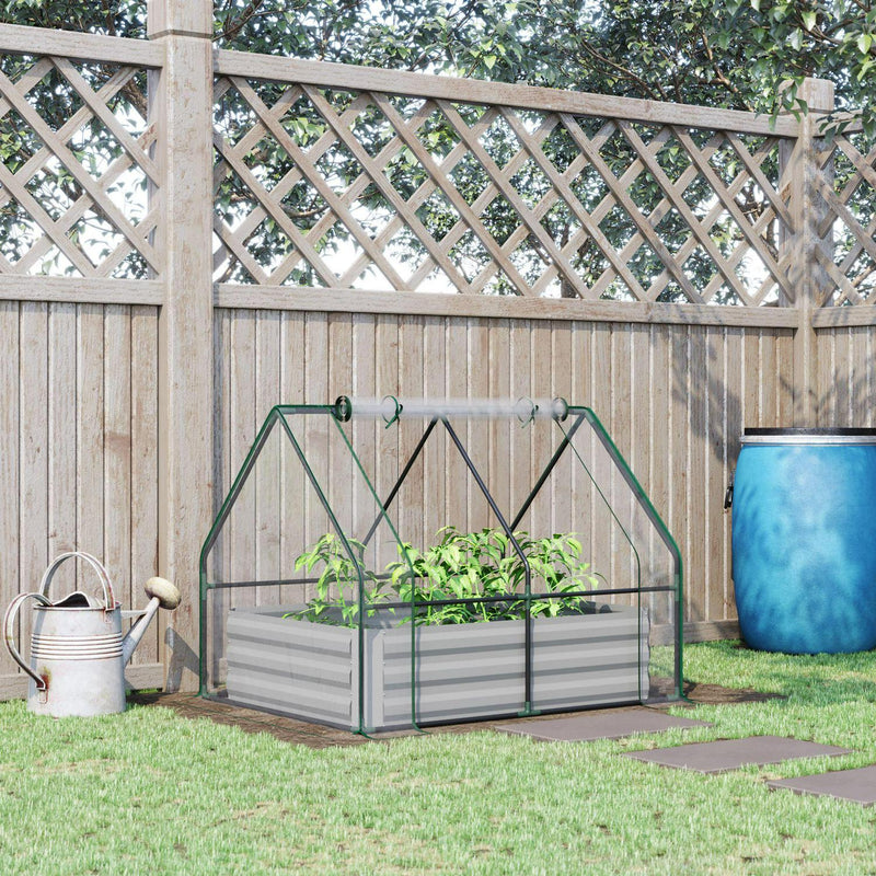 Steel Raised Garden Planter Box Kit With Greenhouse, For Dual Clear