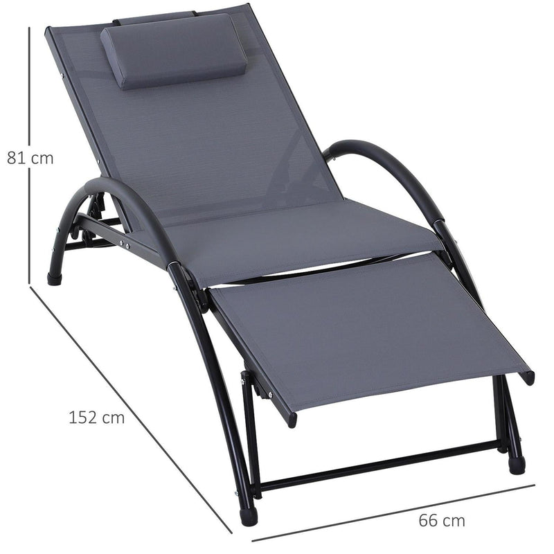 Texteline Adjustable Recline Lounger W/ Headrest Grey