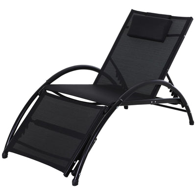 Texteline Adjustable Recline Lounger W/ Headrest Black