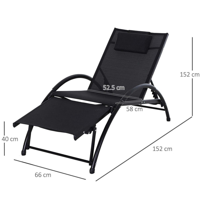 Texteline Adjustable Recline Lounger W/ Headrest Black