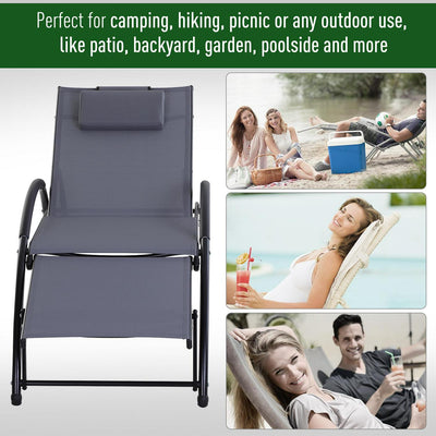 Texteline Adjustable Recline Lounger W/ Headrest Grey