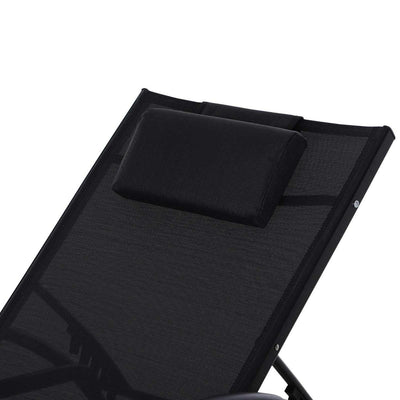 Texteline Adjustable Recline Lounger W/ Headrest Black