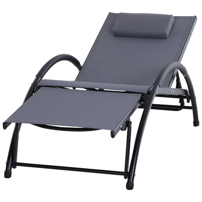 Texteline Adjustable Recline Lounger W/ Headrest Grey