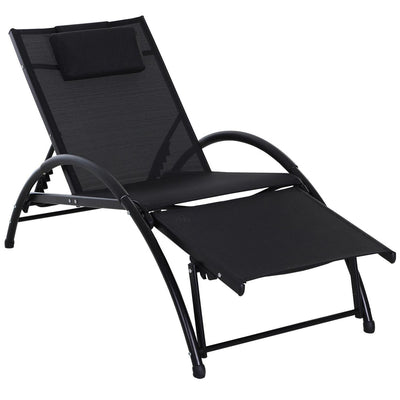 Texteline Adjustable Recline Lounger W/ Headrest Black