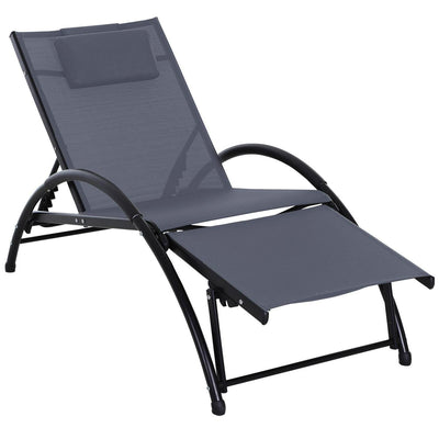 Texteline Adjustable Recline Lounger W/ Headrest Grey