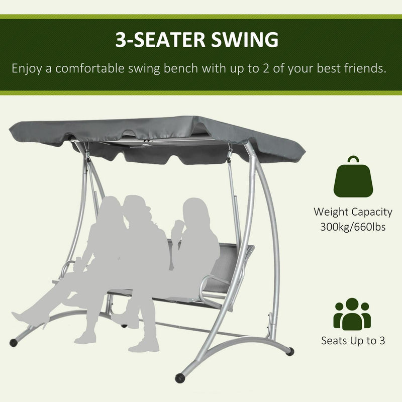 3 Person Steel Outdoor Porch Swing Chair