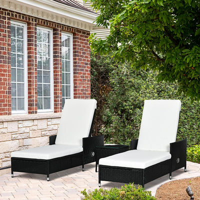 Three-Piece Rattan Lounger And Table Set