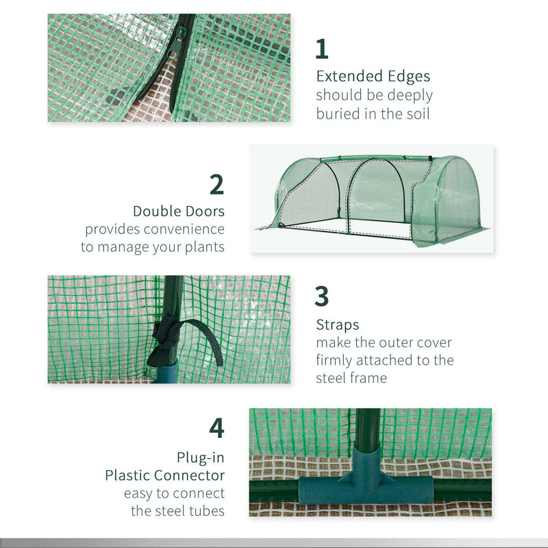 Tunnel Greenhouse Grow Steel Frame Garden Outdoor (200 X 100 X 80)cm