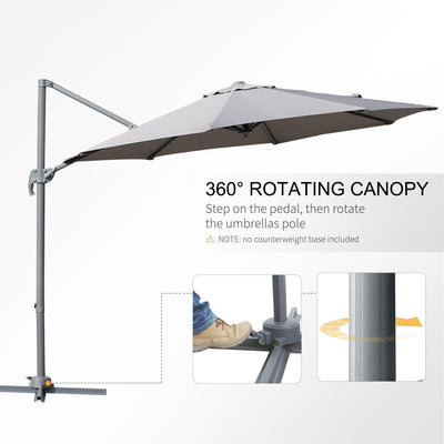 Umbrella Parasol W/360° Rotation 294x248H Cm-Grey