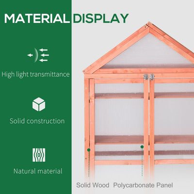 Wooden Cold Frame Greenhouse For Plants PC Board Outdoor 80 X 47 X 138cm Orange