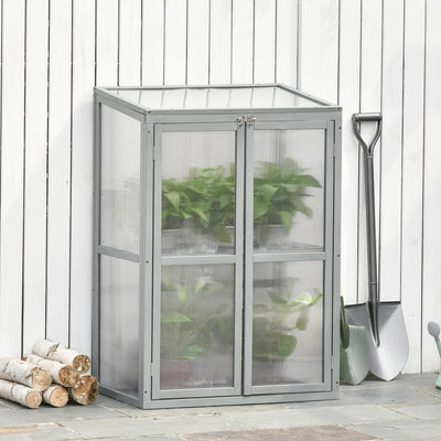 Wooden Cold Frame Greenhouse For Plants PC Board Garden (76 X 47 X 110)cm Grey