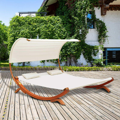 Wooden Hammock Lounger-Cream