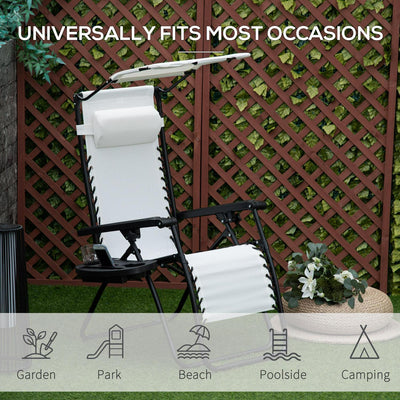 Zero Gravity Garden Folding Patio Lounger- White