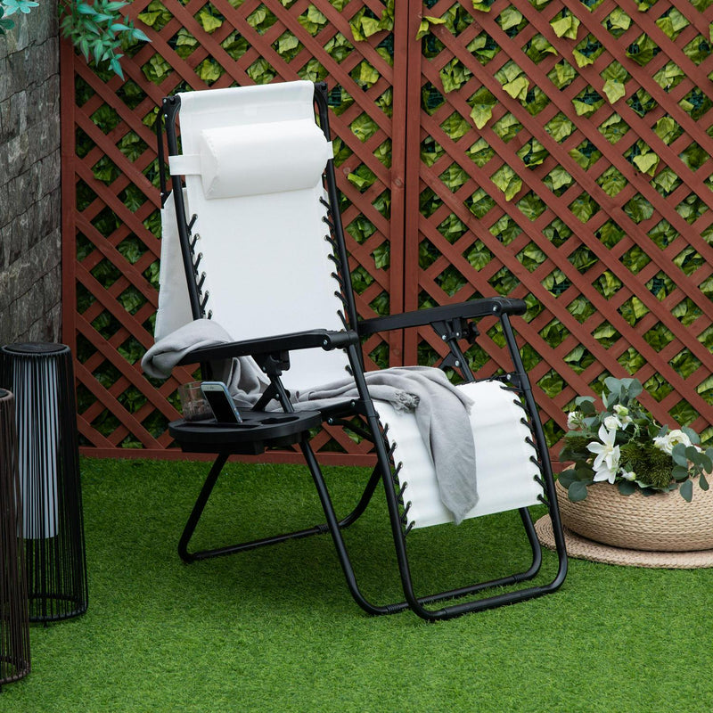 Zero Gravity Garden Folding Patio Lounger- White