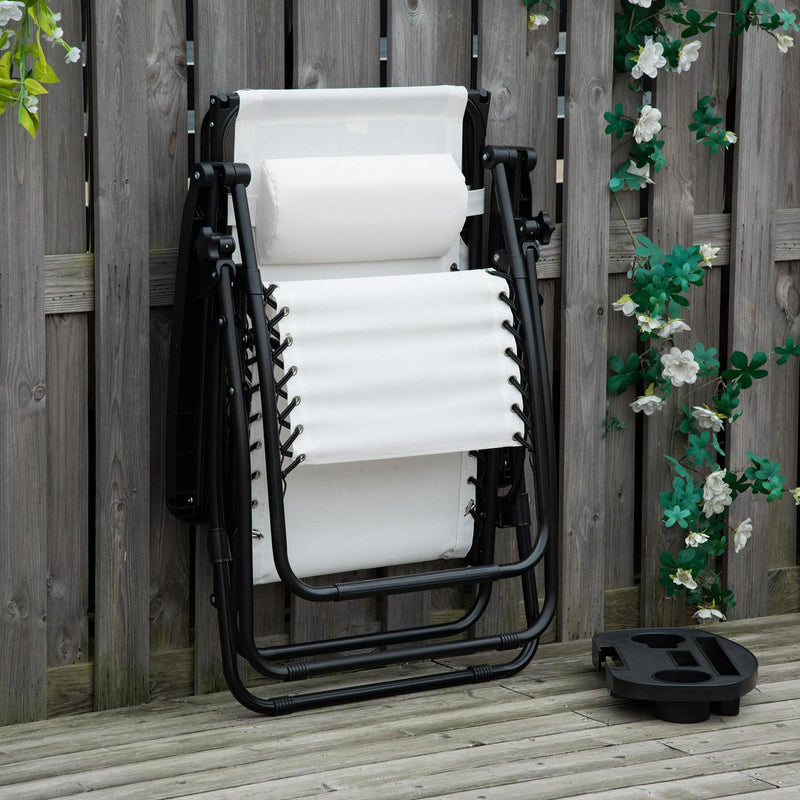 Zero Gravity Garden Folding Patio Lounger- White