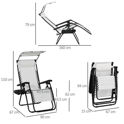 Zero Gravity Garden Folding Patio Lounger- White