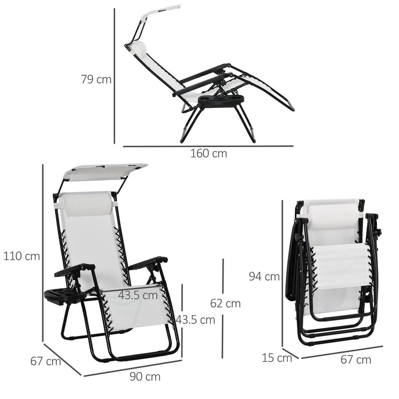 Zero Gravity Garden Folding Patio Lounger- White