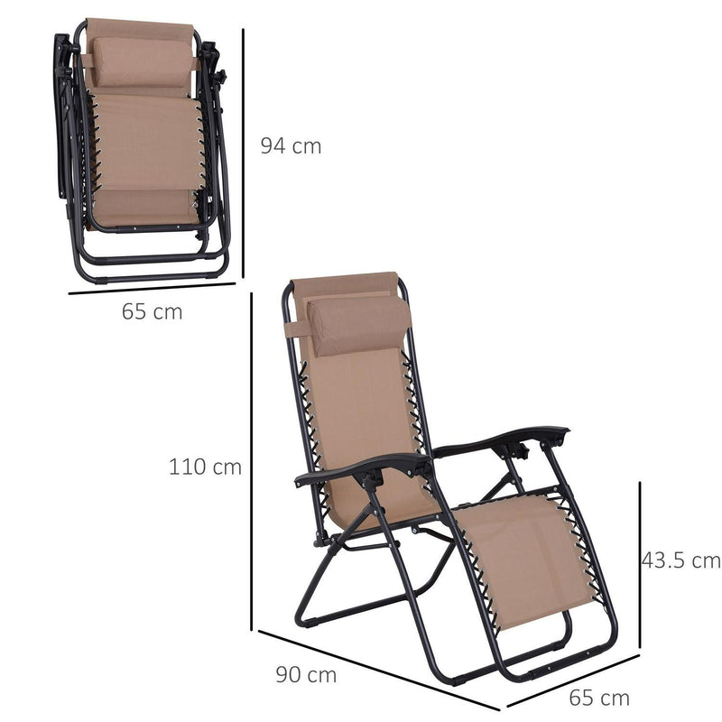 Zero Gravity Chair Metal Frame Texteline Armchair- Beige