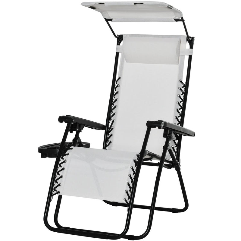 Zero Gravity Garden Folding Patio Lounger- White