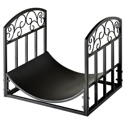 Outsunny Iron Arched Log Rack Black