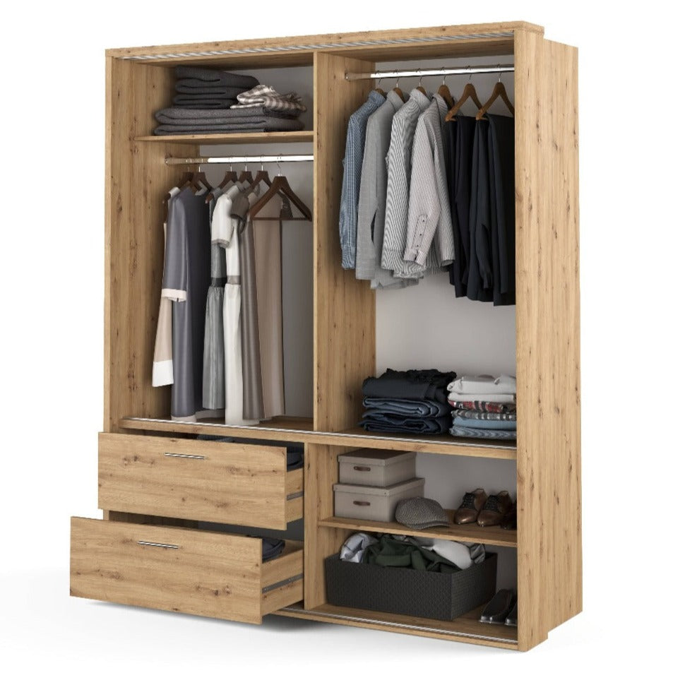 Wardrobe with drawers and sales sliding doors