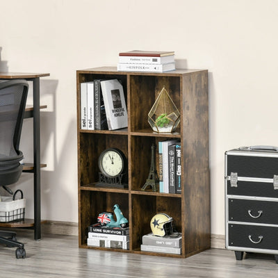 Cubic Cabinet Bookcase Shelves Storage , Rustic Brown