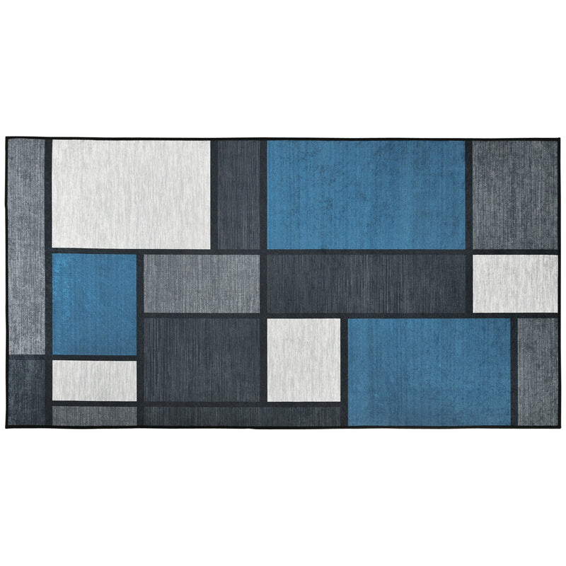 HOMCOM Modern Geometric Rugs, Large Carpet Area Rugs for Living Room, Bedroom, Dining Room, 80x150 cm, Blue and Grey