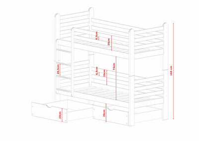 Wooden Bunk Bed Patryk with Storage