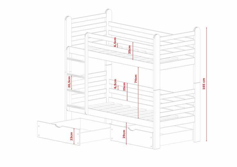 Wooden Bunk Bed Patryk with Storage