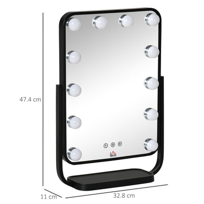 Hollywood Makeup Mirror With LED Lights, Black