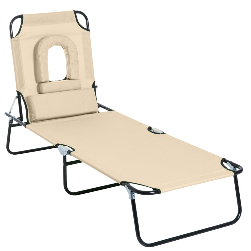 Lounger Foldable Reclining Chair - Beige