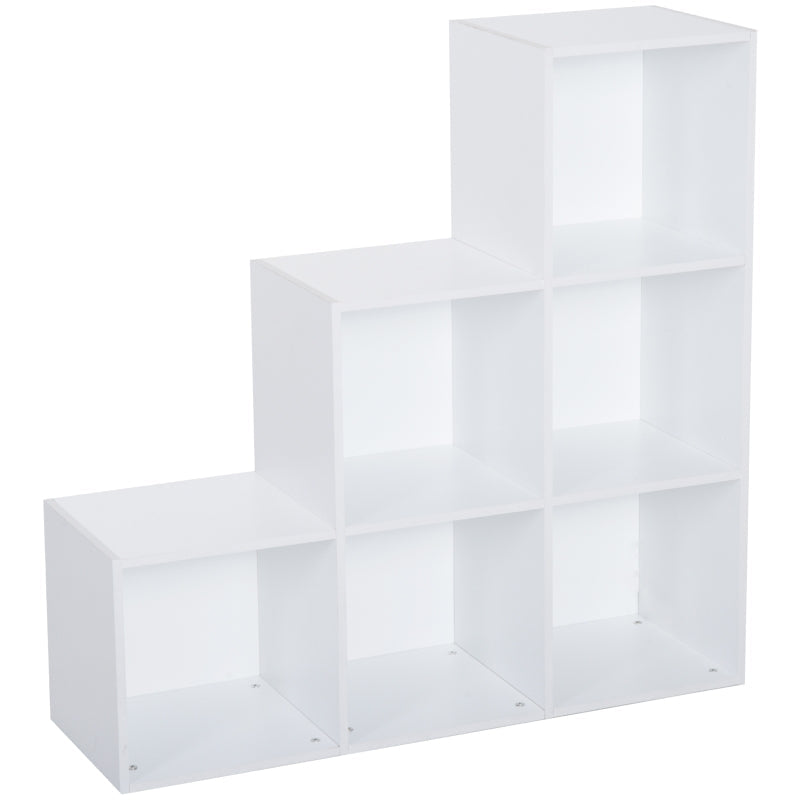 6 Cubes 3-Tier Shelving Cabinet, Particle Board-White