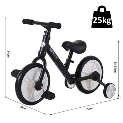 Toddlers Removable Stabiliser Kids Balance Bike - Black