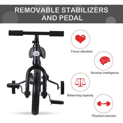 Toddlers Removable Stabiliser Kids Balance Bike - Black