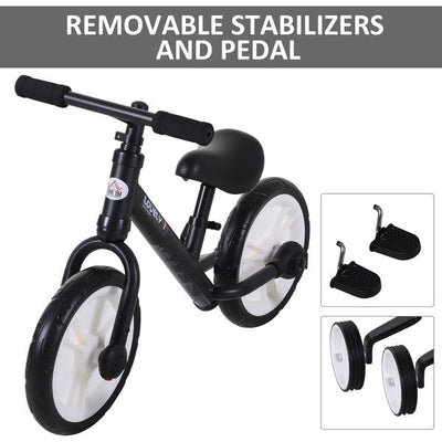 Toddlers Removable Stabiliser Kids Balance Bike - Black