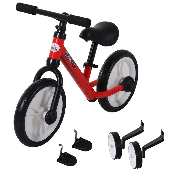 Toddlers Removable Stabiliser Balance Bike - Red