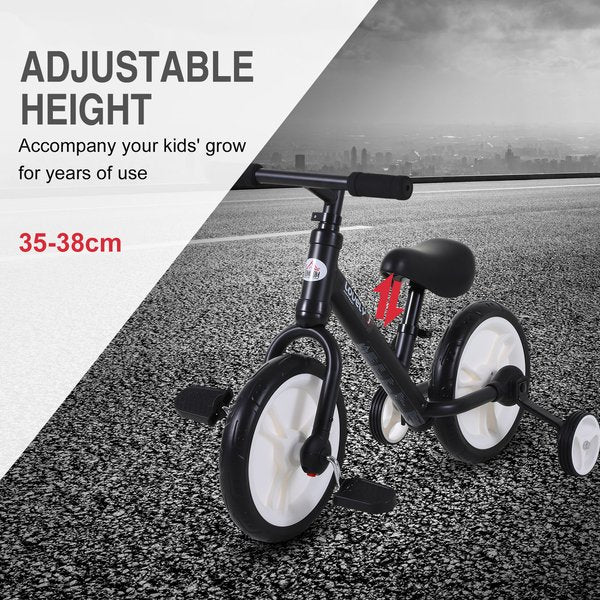 Toddlers Removable Stabiliser Kids Balance Bike - Black