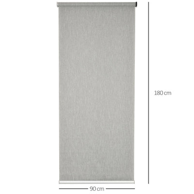 HOMCOM WiFi Smart Roller Blinds Window UV Privacy Protection with Rechargeable Battery, Electric Shades Blind Easy Fit Home Office, Grey, 90 x 180cm