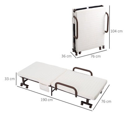 Folding Bed With Mattress, White