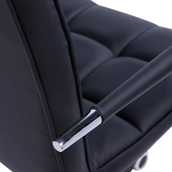 PU Leather Computer Chair, Adjustable Height - Black