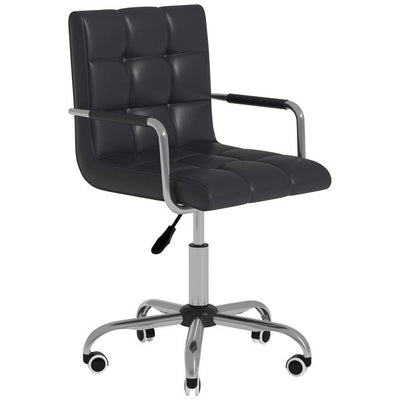 PU Leather Computer Chair, Adjustable Height - Black