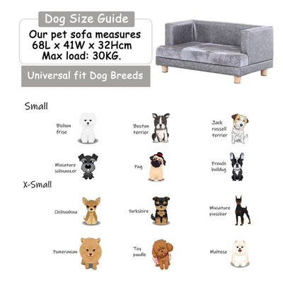 PU Leather Elevated Pet Dogs Sofa Bed - Grey