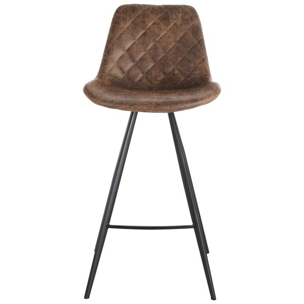 PU Leather Upholstered Twin, Pair Kitchen Bar Stools - Brown