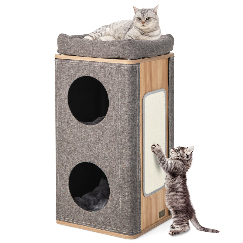 Muebles modernos tipo condominio para gatos en forma de barril para gatos de interior