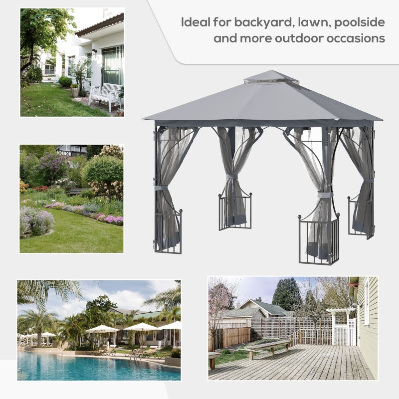 Garden Gazebo Patio Party Tent - Light Grey