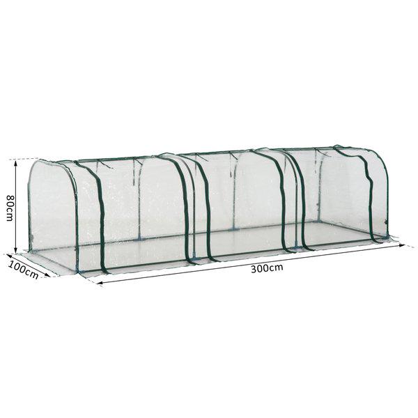 PVC Transparent Greenhouse, Steel Frame, Size 300x100x80cm